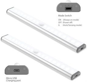 img 2 attached to USB Rechargeable Motion Sensor Under Cabinet Lights - Portable 18 LED Night Light Bar for Closet, Counter, Wardrobe, and Stairs - 2 Pack