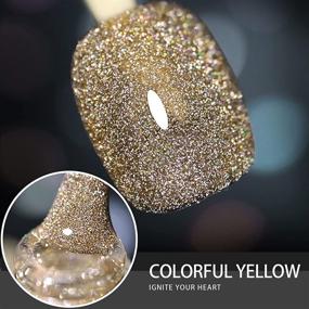 img 1 attached to 💎 Reflective Diamond Nail Polish - U-Shinein Golden Diamond Disco Glitter Gel: Shimmery Holographic Nail Glitter Polish for DIY or Salon Nail Art Manicure