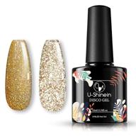 💎 reflective diamond nail polish - u-shinein golden diamond disco glitter gel: shimmery holographic nail glitter polish for diy or salon nail art manicure logo