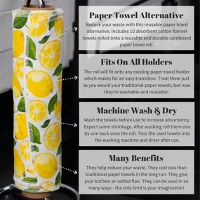 img 2 attached to 🍋 Zero Waste and Sustainable Reusable Cotton Flannel Towels with Cardboard Roll, Eco-Friendly Washable Paper Towels Roll, Fits All Holders - Lemons, Pack of 12 Towels