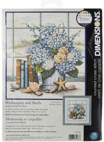 img 2 attached to 🐚 Dimensions 'Hydrangeas and Sea Shells' Cross Stitch Kit, 14 Count White Aida, 11x12 Inches