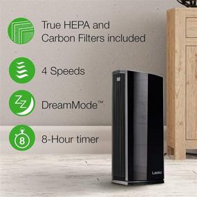 img 2 attached to Lasko LP450 Premium HEPA Tower Air Purifier for Home: DreamMode, Timer, 21.6” x 7.3” x 10”, Black – Advanced Indoor Air Filtration