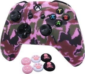 img 4 attached to 🎮 Pink Xbox One Controller Skins - RALAN Silicone Cover Protector for Xbox One Controllers | Pink Pro Thumb Grips x 2 | Cat & Skull Cap Grip x 2 | Camouflage Pink