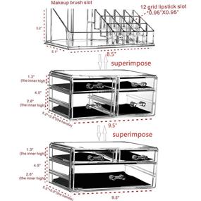 img 3 attached to Cq Acrylic Clear Makeup Organizer - Stackable Large Cosmetic Display Case with 7 Drawers for Beauty Skincare Product Organizing - Set of 3