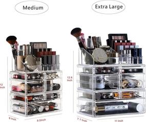 img 2 attached to Cq Acrylic Clear Makeup Organizer - Stackable Large Cosmetic Display Case with 7 Drawers for Beauty Skincare Product Organizing - Set of 3