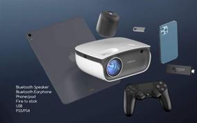 img 1 attached to 📽️ COOAU A1 Portable Projector with WiFi and Bluetooth, Supporting HD 1080P for Outdoor Movie, Ceiling Use. Mini Home Projector Compatible with Fire Stick, Gaming, DVD, iPhone, Android. Enjoy Crystal Clear Screen Experience.