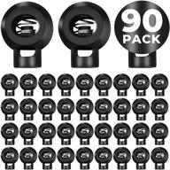 🎒 90-pack drawstring cord locks - black plastic single hole spring toggle stopper clips for drawstrings, paracord, rope logo