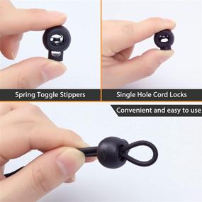 img 1 attached to 🎒 90-Pack Drawstring Cord Locks - Black Plastic Single Hole Spring Toggle Stopper Clips for Drawstrings, Paracord, Rope