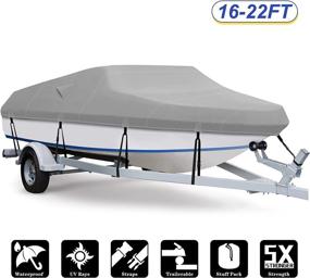 img 4 attached to 🚤 Premium 17-19 ft Trailerable Waterproof Boat Cover: V-Hull Fishing Runabout, Bowrider, Tri-Hull, Pro Bass, Fish & Ski - Heavy Duty 600D Marine Grade Canvas (Gray)