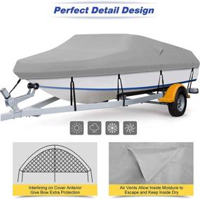 img 2 attached to 🚤 Premium 17-19 ft Trailerable Waterproof Boat Cover: V-Hull Fishing Runabout, Bowrider, Tri-Hull, Pro Bass, Fish & Ski - Heavy Duty 600D Marine Grade Canvas (Gray)