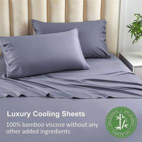 img 2 attached to 🛏️ BEDLite: High-Quality King Size Cooling Bamboo Sheets - Super Soft & Breathable 4 PCs Set - Deep Pocket - Elegant Grey Shade