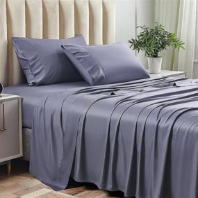 img 4 attached to 🛏️ BEDLite: High-Quality King Size Cooling Bamboo Sheets - Super Soft & Breathable 4 PCs Set - Deep Pocket - Elegant Grey Shade