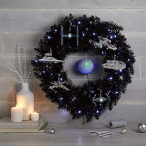 img 1 attached to 🌟 Hallmark Keepsake Star Galaxy Black Wreath Christmas Ornament with Lights - 30 inch