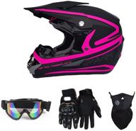 dot certified unisex youth motocross helmet set with goggles, gloves, and face shield - full face protective gear for motorcycle dirt bike atv logo