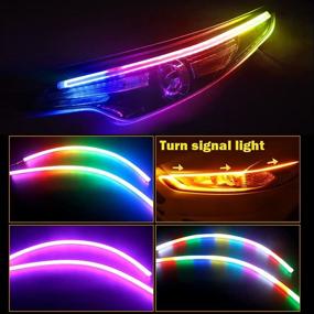 img 3 attached to LEDCARE Car Headlight LED Strip Lights - 24 Inch Flexible RGBIC Dreamcolor Exterior Daytime Running Light Strip, Waterproof Neon Turn Signal Lights, APP Control (2 Pack)