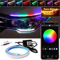 ledcare car headlight led strip lights - 24 inch flexible rgbic dreamcolor exterior daytime running light strip, waterproof neon turn signal lights, app control (2 pack) logo