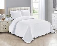 🛏️ linen plus luxury oversized coverlet embossed bedspread set solid white king/california king bed cover - ashley exclusive logo