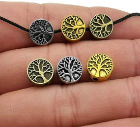 img 3 attached to 🌳 75pcs Tree of Life Loose Spacer Bead Set - Antique Silver Bronze Gold - Craft Supplies Charms Pendants for DIY Bracelet Necklace Making (M229)