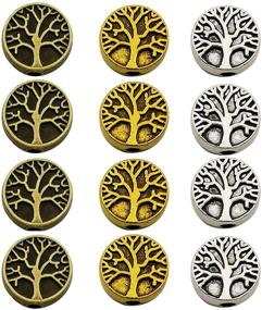 img 4 attached to 🌳 75pcs Tree of Life Loose Spacer Bead Set - Antique Silver Bronze Gold - Craft Supplies Charms Pendants for DIY Bracelet Necklace Making (M229)