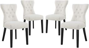 img 3 attached to 🪑 Modway Silhouette Beige Upholstered Fabric Parsons Four Dining Chairs with Modern Tufted Design