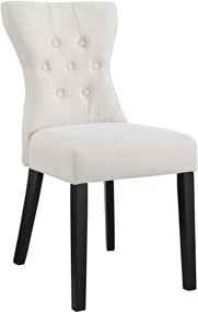 img 2 attached to 🪑 Modway Silhouette Beige Upholstered Fabric Parsons Four Dining Chairs with Modern Tufted Design