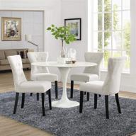 🪑 modway silhouette beige upholstered fabric parsons four dining chairs with modern tufted design логотип