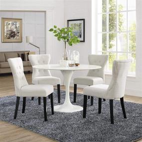 img 4 attached to 🪑 Modway Silhouette Beige Upholstered Fabric Parsons Four Dining Chairs with Modern Tufted Design