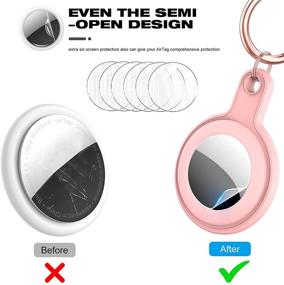 img 2 attached to 🔑 BELONGME AirTag Holder, 4-Pack Anti-Lost Keychain with Soft Silicone Anti-Scratch Case Cover for AirTag Finder, Including 6pcs Screen Protector - Compatible with Apple AirTag 2021