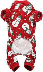 img 3 attached to 🐶 Lanyarco Cute Small Breed Dog Pajamas Snowman Snowflake Red - 95% Cotton 5% Lycra