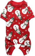 🐶 lanyarco cute small breed dog pajamas snowman snowflake red - 95% cotton 5% lycra логотип