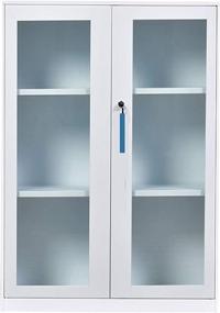 img 4 attached to 🗄️ Lockable Two Layer White Office Cabinet with 36.4" Glass Door - Small in Size