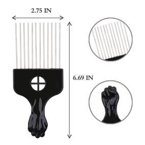 img 1 attached to 🔥 Professional Grade Afro Hair Pick Styling Pik Metal Pick (1-Pack) 6.65 Inches