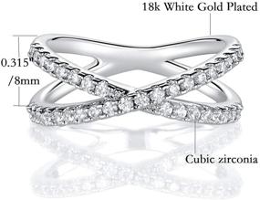 img 3 attached to 💍 MDFUN 18K White Gold Plated Rhodium Cubic Zirconia Criss Cross X Ring for Women - Ideal for Engagement and Wedding