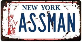 img 3 attached to 🚗 Регистрационный знак Assman Vanity Plate в стиле Prop Seinfeld-а с выпуклым рисунком от Космо Крамер | Лист 6x12 дюймов, с искусственной потертостью.