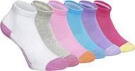 🧦 women's 6-pack combed cotton cushioned athletic ankle socks: versatile and stylish multi-color socks for hiking, work, and casual outfits logo