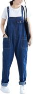 👖 flygo women's loose baggy denim bib overalls: fashionable jumpsuit with comfy harem pants logo