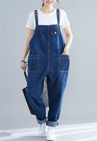 img 2 attached to 👖 Flygo Women's Loose Baggy Denim Bib Overalls: Fashionable Jumpsuit with Comfy Harem Pants