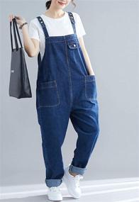 img 1 attached to 👖 Flygo Women's Loose Baggy Denim Bib Overalls: Fashionable Jumpsuit with Comfy Harem Pants