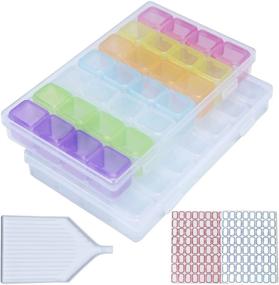 img 2 attached to FuigeBach Diamond Painting Storage Containers - 2 Pack, 28 Grids Diamond Painting Boxes Accessories Beads Organizer Case + Diamond Painting Tray + 128pcs Label Stickers for Jewelry Beads