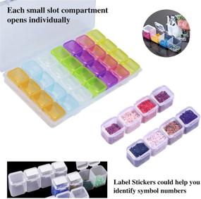 img 1 attached to FuigeBach Diamond Painting Storage Containers - 2 Pack, 28 Grids Diamond Painting Boxes Accessories Beads Organizer Case + Diamond Painting Tray + 128pcs Label Stickers for Jewelry Beads