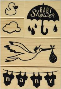 img 3 attached to Inkadinkado Baby Shower Rubber Stamp Set: 5 Piece Mounted Collection