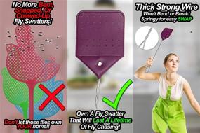 img 3 attached to 🪰 Premium Purple Leather Fly Swatter - Heavy Duty 21" Manual with Thicker Wire - Ultimate Fly Swatter for Flies, Bugs, Mosquitos - 1-Pack