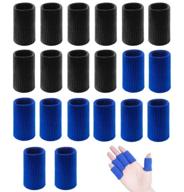 🖐️ premium 20 pcs finger sleeves protectors for sport - relieve arthritis, pain, & trigger finger with elastic thumb support brace (blue black) логотип