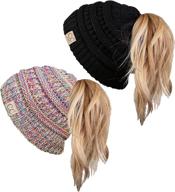 🎀 funky junque beanietail kids ribbed hat for ponytail messy buns логотип