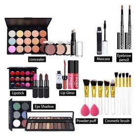 img 2 attached to 🎁 All-In-One Holiday Makeup Gift Set: 21 Piece FantasyDay Makeup Bundle - Concealer, Lipstick, Lipgloss, Pressed powder, Eyeshadow Palette, Travel Carry Bag
