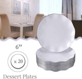 img 1 attached to 🍰 Elegant 6-Inch Disposable Dessert Plates - 20 Pc Pack - Heavy Duty Plastic Dishes with Fine China Look in White Veil