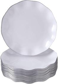 img 4 attached to 🍰 Elegant 6-Inch Disposable Dessert Plates - 20 Pc Pack - Heavy Duty Plastic Dishes with Fine China Look in White Veil