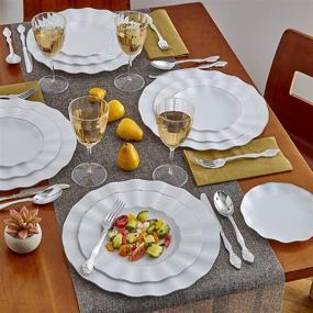 img 3 attached to 🍰 Elegant 6-Inch Disposable Dessert Plates - 20 Pc Pack - Heavy Duty Plastic Dishes with Fine China Look in White Veil