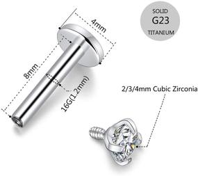 img 3 attached to 💎 GAGABODY G23 Titanium 16G 6/8/10mm CZ/Opal Internally Threaded Labret Monroe Lip Studs 6mm Helix Cartilage Tragus Earring Piercing with Clear Stones