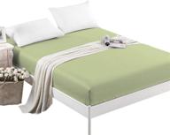 premium 1800 series fitted sheet: velvety double brushed microfiber, deep pockets, ultra soft – wrinkle free (light-green, queen) logo